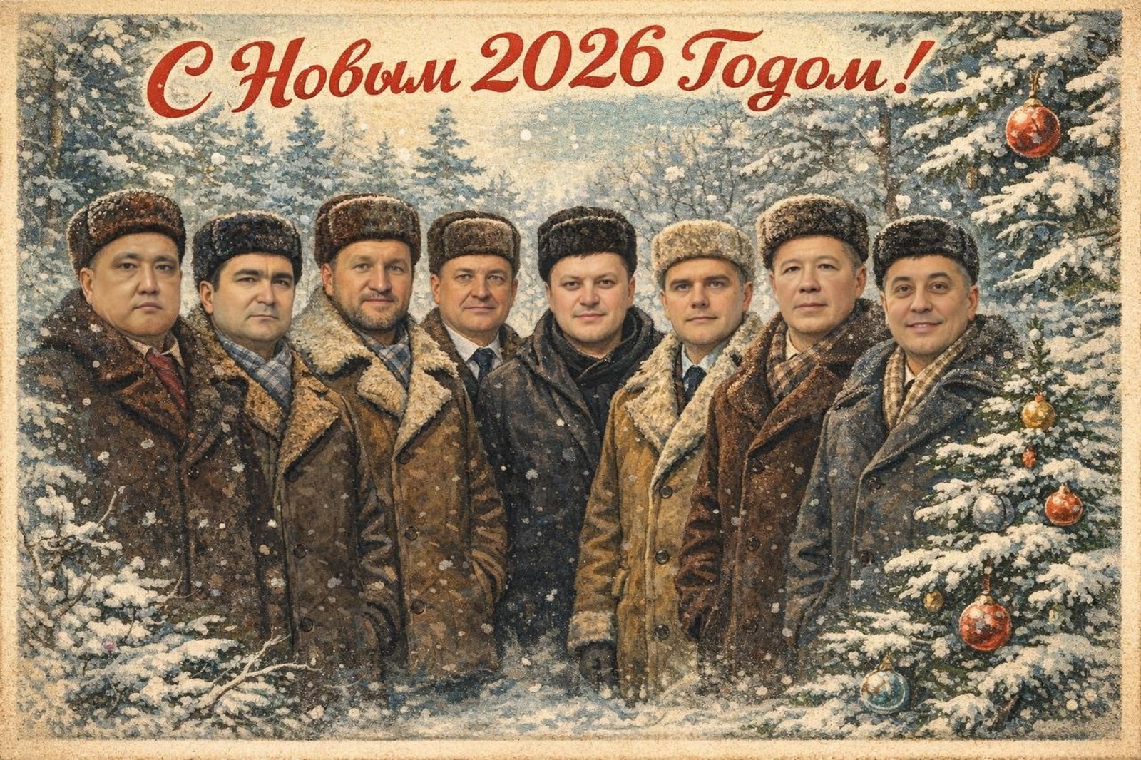 Мэр Уфы Радмир Мавлиев поздравил горожан ретро-открыткой с главами районов