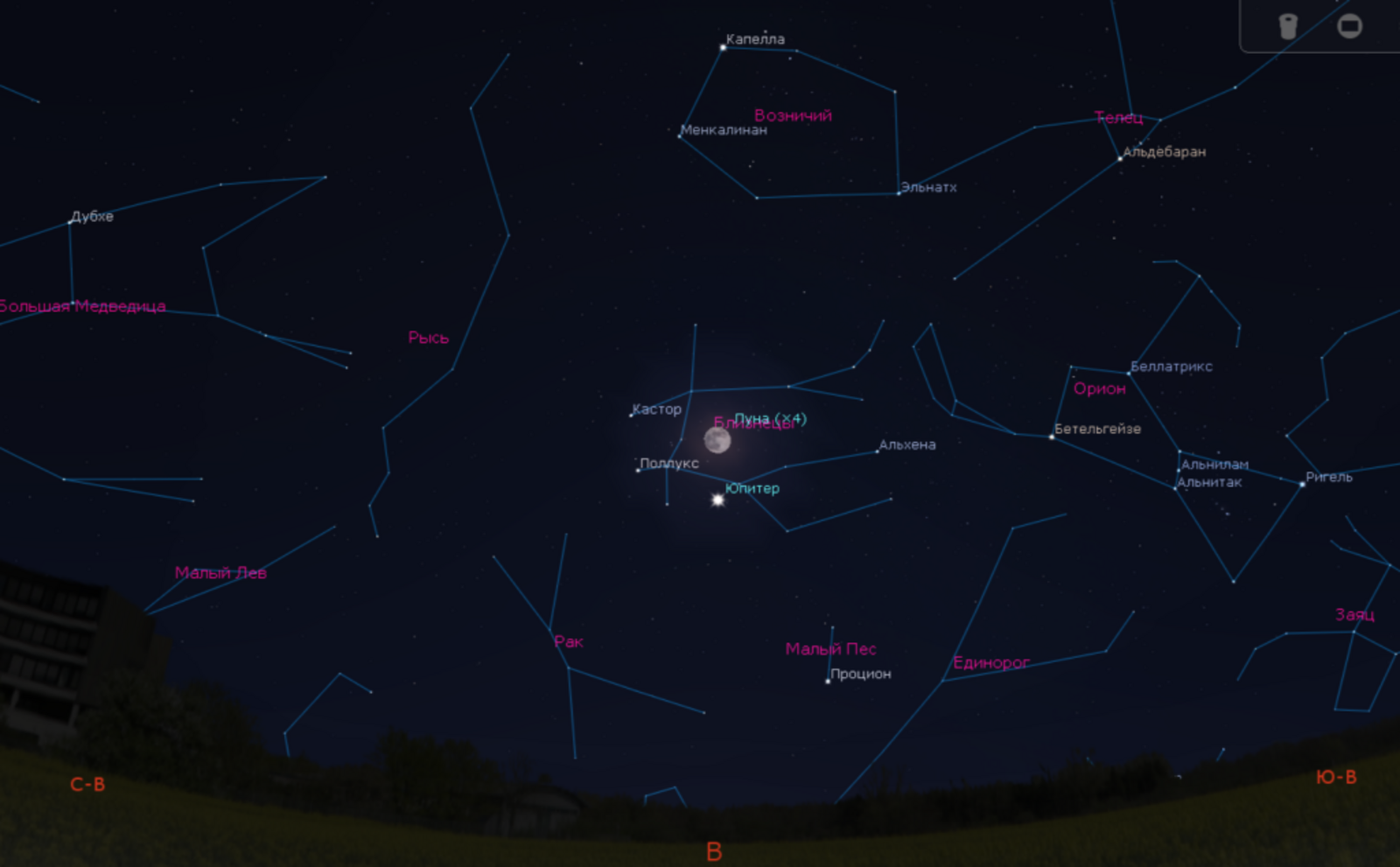 3 января в ночь полнолуния Юпитер можно будет наблюдать рядом с Луной